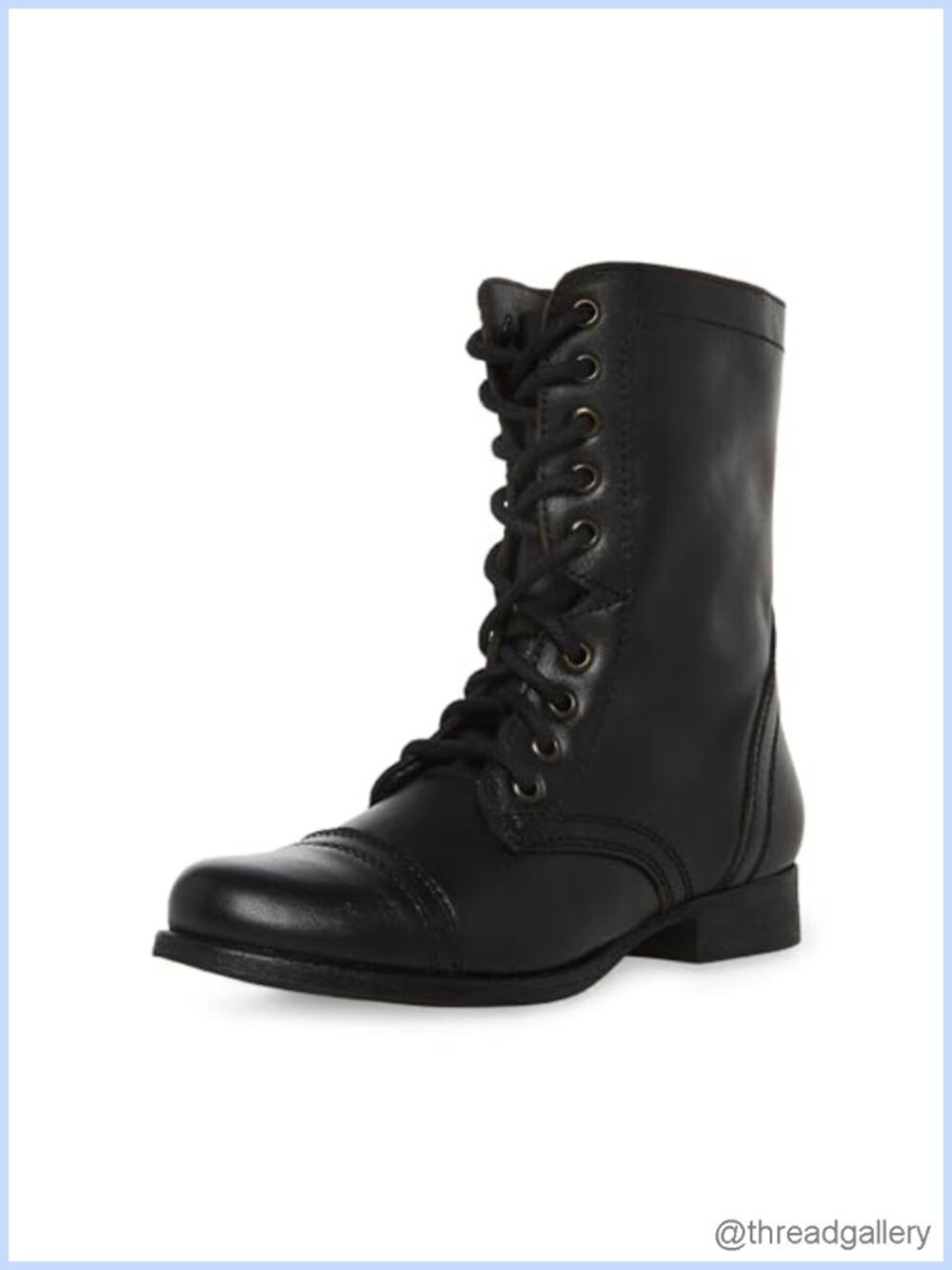Steve Madden Troopa Leather Combat Boot Mid-Calf Lace-Up